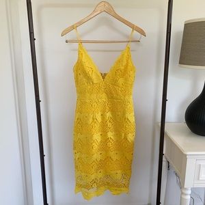 Lulu’s Sway Away Golden Yellow Crochet Lace Dress